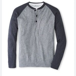 Peter Millar grey baseball sweater Henley size M merino cotton blend